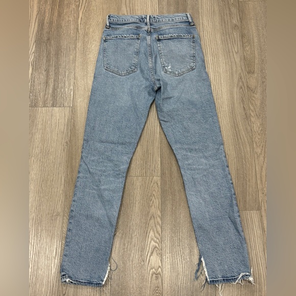 AGOLDE Women’s Sz 25 Jeans Nico High Rise Slim Distressed Denim Blue Button Fly - Picture 5 of 15